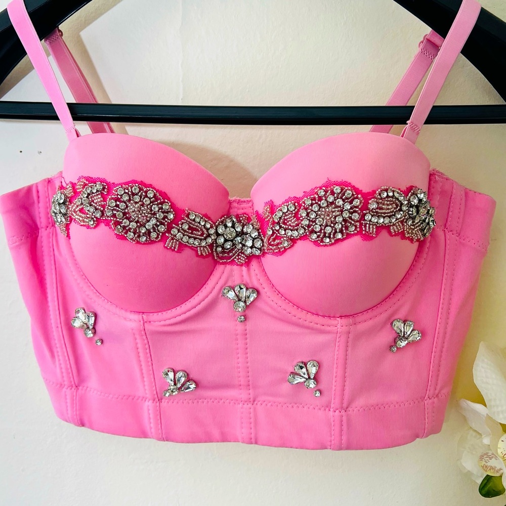 Rhinestone Pink Bustier top